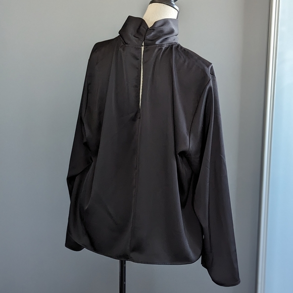 Draped Satin Blouse in Black - Picture 12 of 13